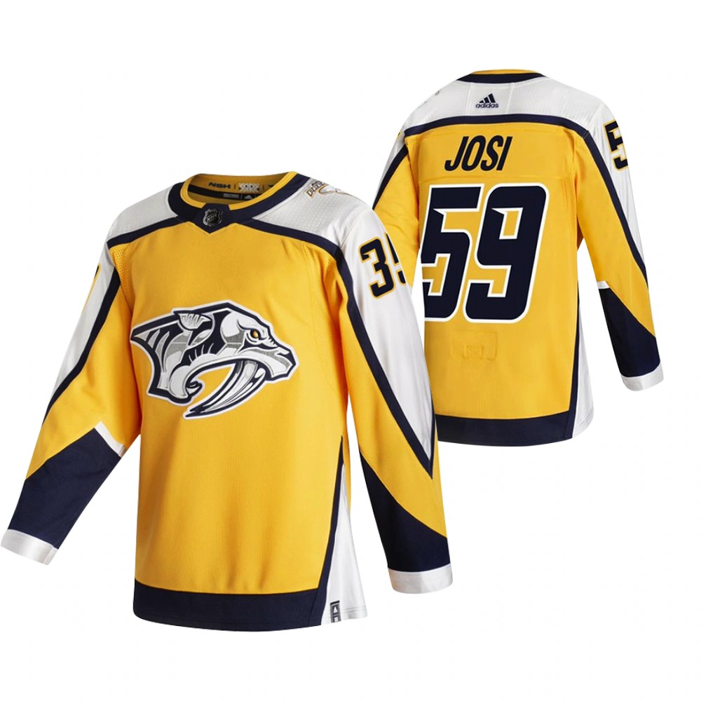 2021 Adidias Nashville Predators #59 Roman Josi Yellow Men Reverse Retro Alternate NHL Jersey